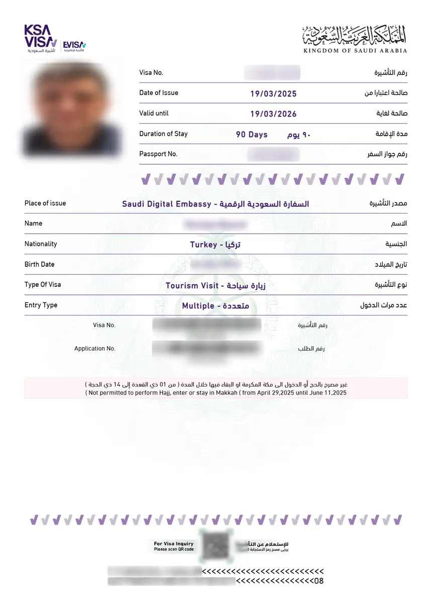Exemple visa Arabie Saoudite